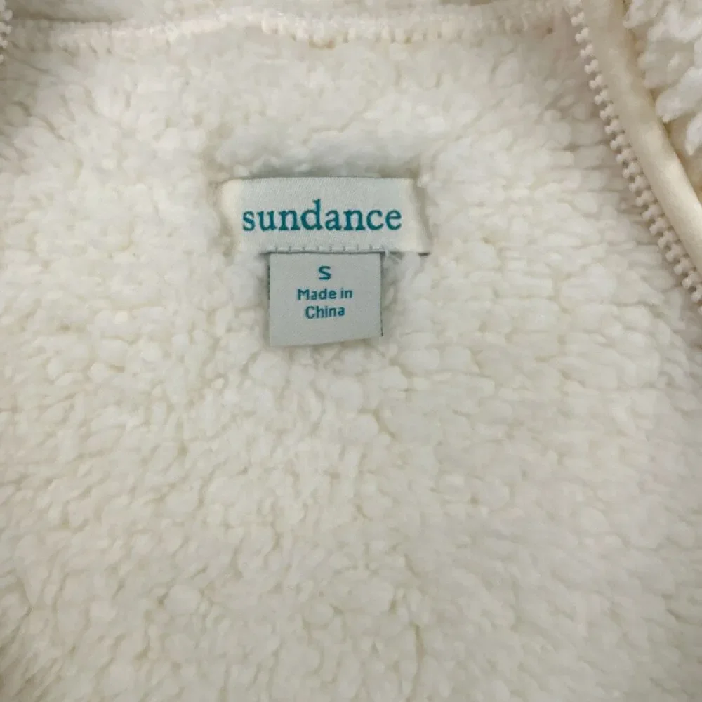 Sundance Heidi Sherpa Half Zip Pullover sz S Cozy Vanilla Cream Teddy‎ Coat BOHO